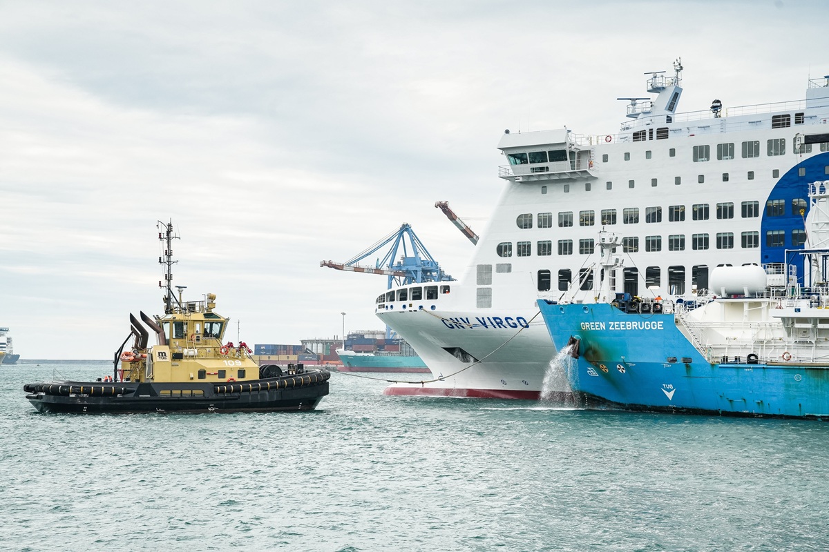 The first ship-to-ship Bio-LNG bunkering operation at the Port of Genoa (Image at LateCruiseNews.com - December 2025)