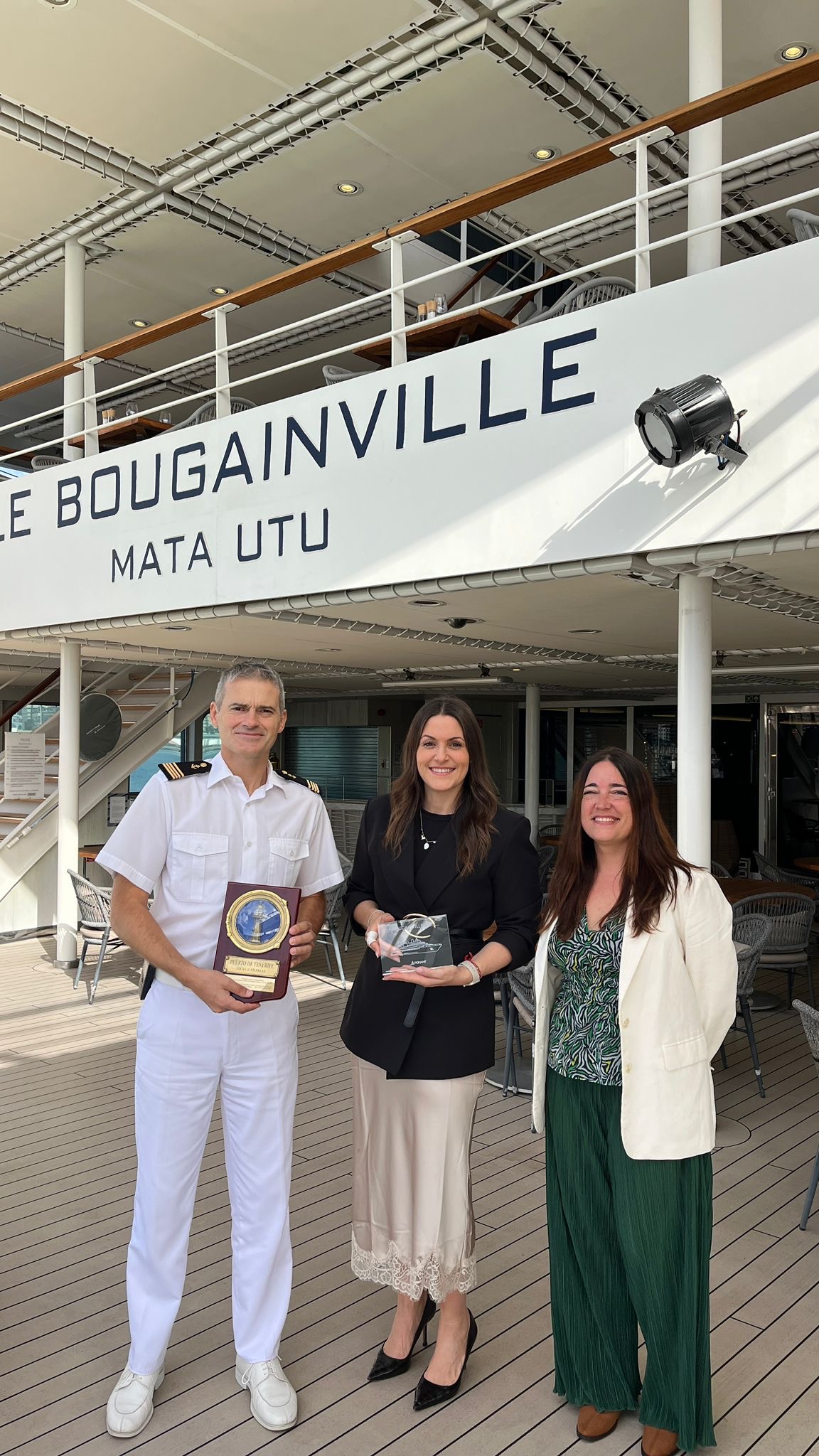 Le Bougainville makes its inaugural call at the Port of Santa Cruz de Tenerife (Image at LateCruiseNews.com - November 2025)