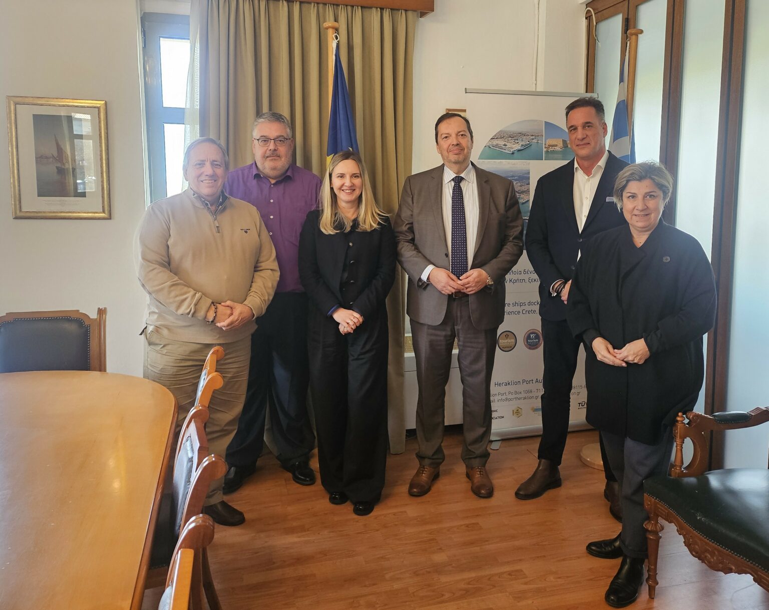 Strategic meeting between Heraklion Port Authority and Heraklion International Airport of Crete on cruise homeport development (Image at LateCruiseNews.com - January 2026)
