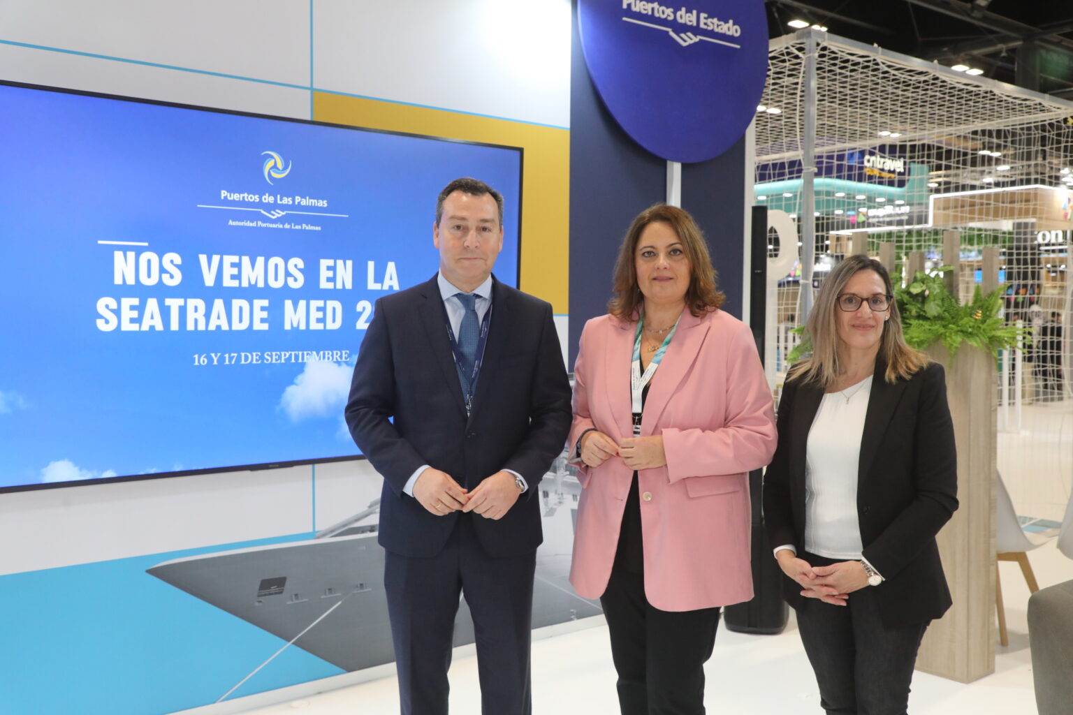 The Port Authority of Las Palmas presents Seatrade Cruise Med 2026 at FITUR - Gustavo-Sanata-Presidente-Puertos-del-Estado-Beatriz-Calzada-y-Susana-Gutierrez-directora-general-de-Global-Ports-Canary-Islands  (Image at LateCruiseNews.com - January 2026)