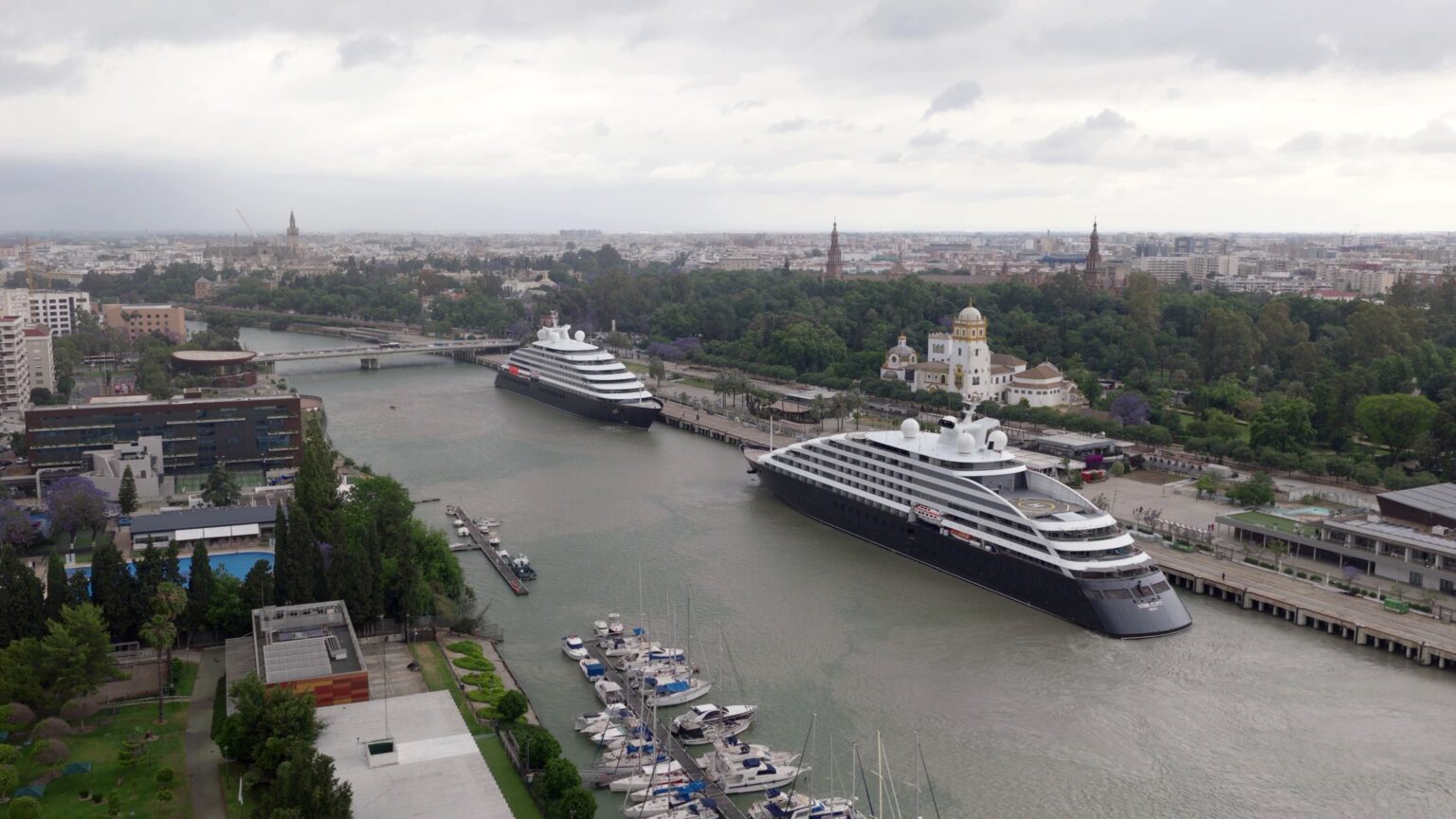 The Port of Seville Welcomes the First-Ever Double Call of the Twin Cruises Scenic Eclipse (Image at LateCruiseNews.com - May 2026)
